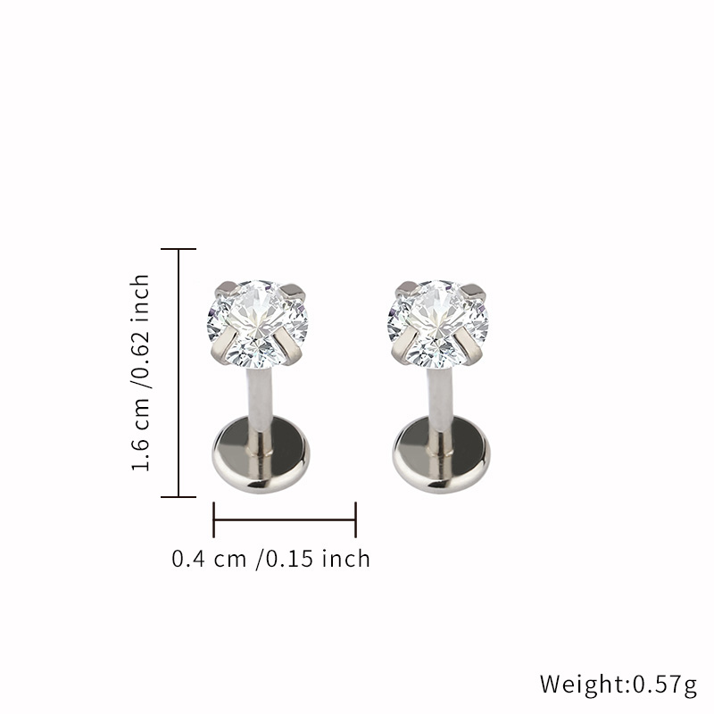 Classic Style Jewelry Lip Stud Jewelry Titanium Material Zircon Various Size