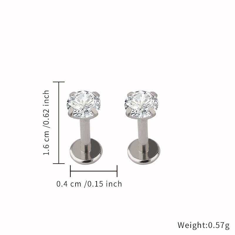 Classic Style Jewelry Lip Stud Jewelry Titanium Material Zircon Various Size