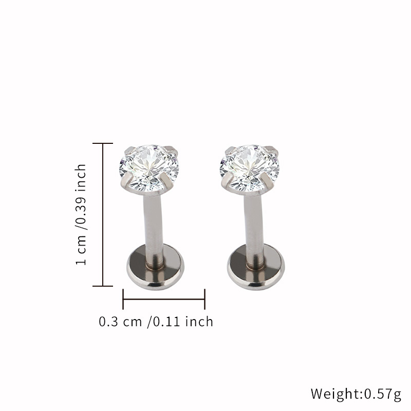 Classic Style Jewelry Lip Stud Jewelry Titanium Material Zircon Various Size