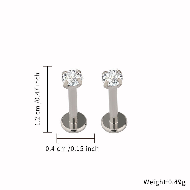 Classic Style Jewelry Lip Stud Jewelry Titanium Material Zircon Various Size