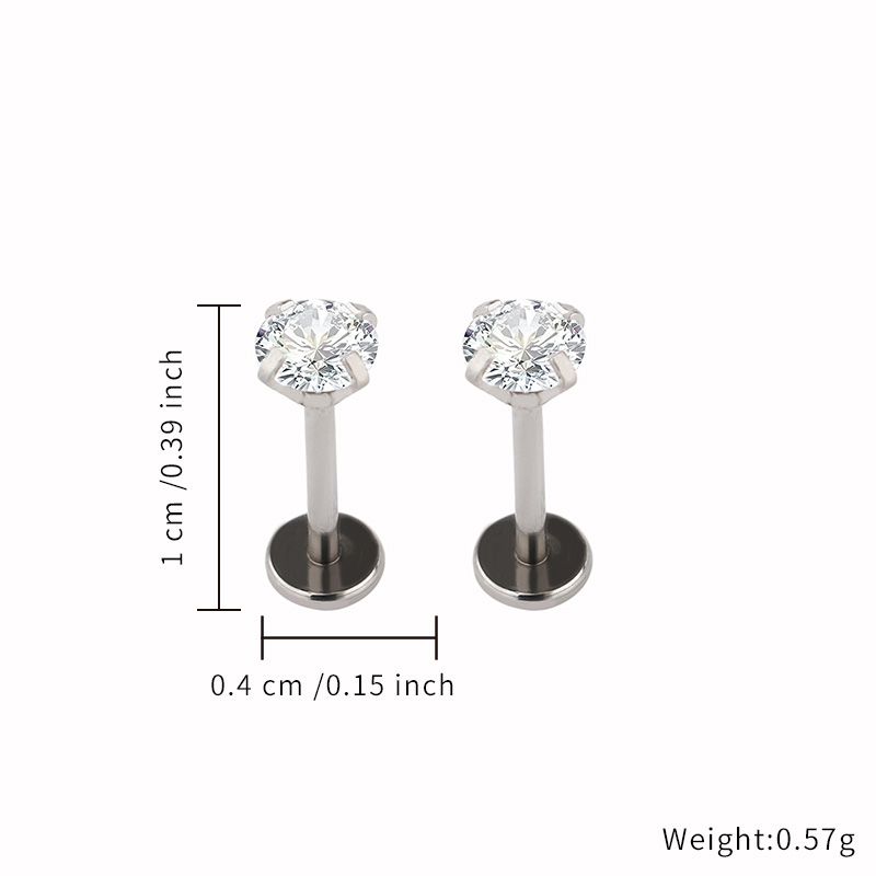 Classic Style Jewelry Lip Stud Jewelry Titanium Material Zircon Various Size