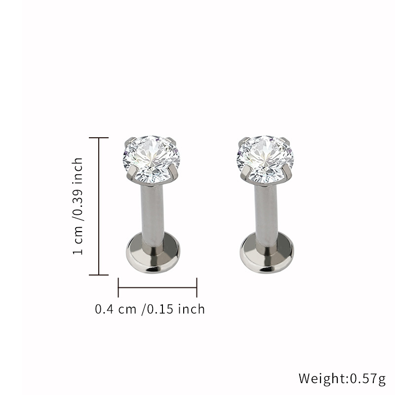 Classic Style Jewelry Lip Stud Jewelry Titanium Material Zircon Various Size