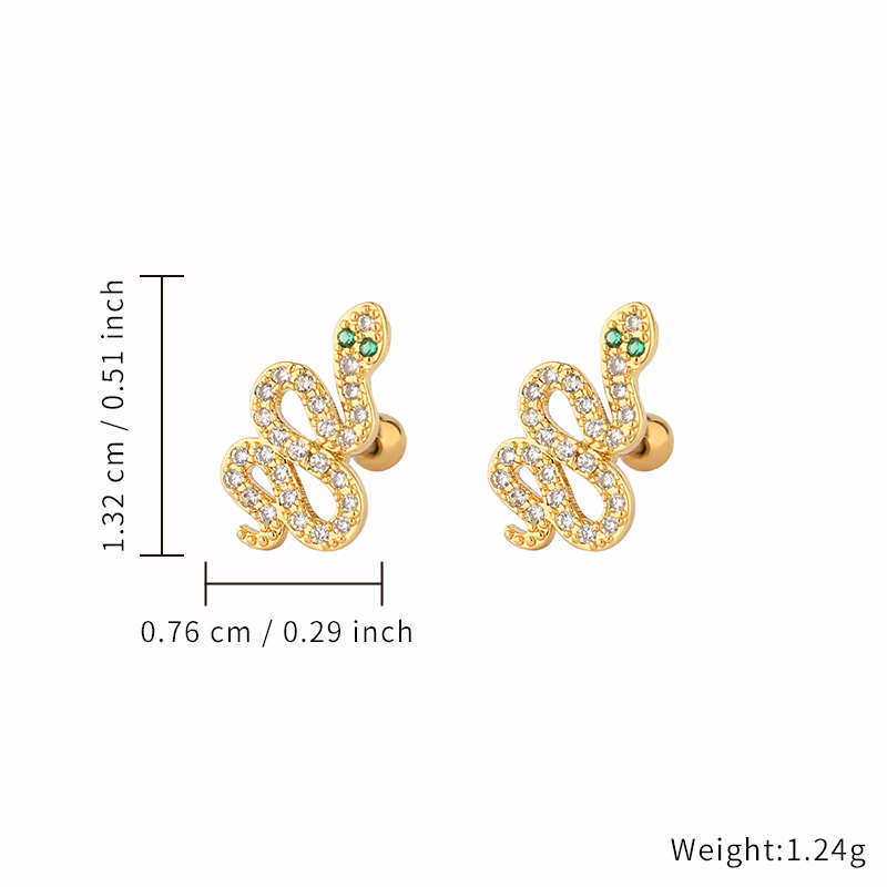 Factory Titanium Body Piercings Snake Shape 18K Gold Plating Earrings Stud Jewelry Unisex Series