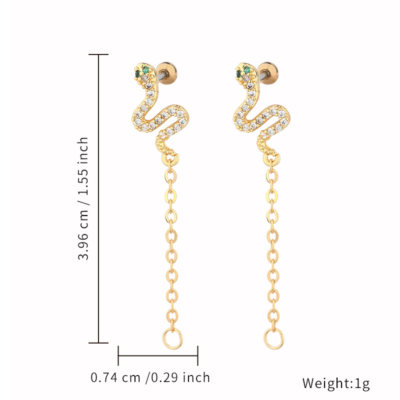 Factory Titanium Body Piercings Snake Shape 18K Gold Plating Earrings Stud Jewelry Unisex Series