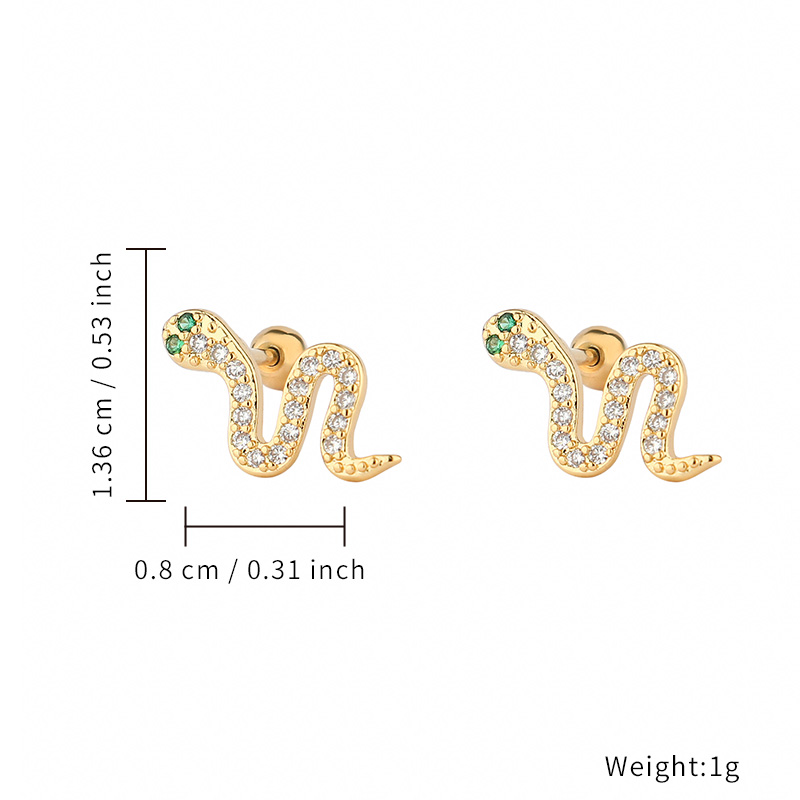 Factory Titanium Body Piercings Snake Shape 18K Gold Plating Earrings Stud Jewelry Unisex Series