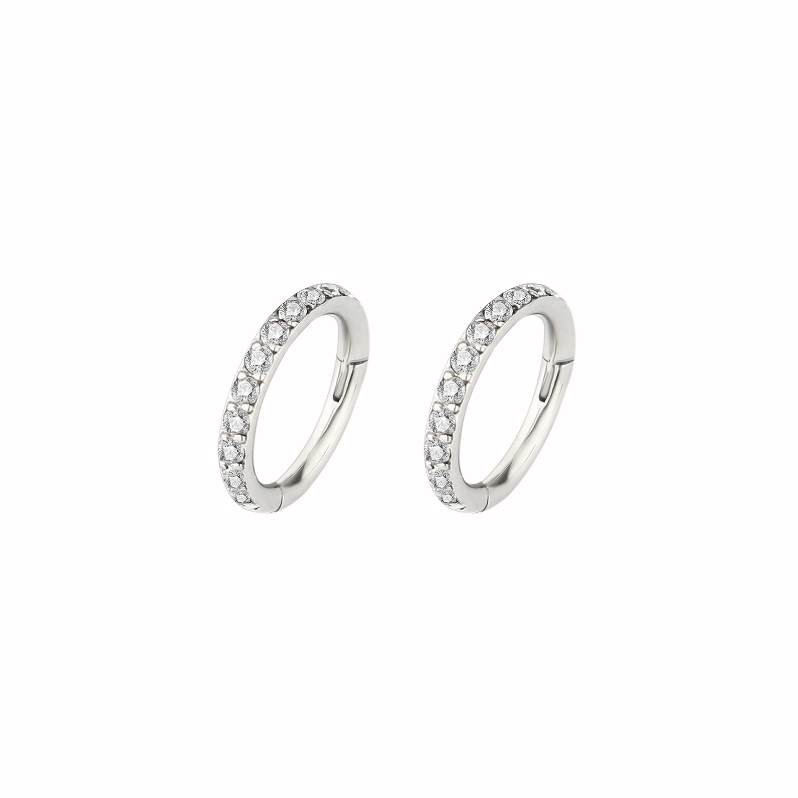 Custom Shiny Piercing Titanium Hoop Earrings Different Sizes Zircon Body Jewelry