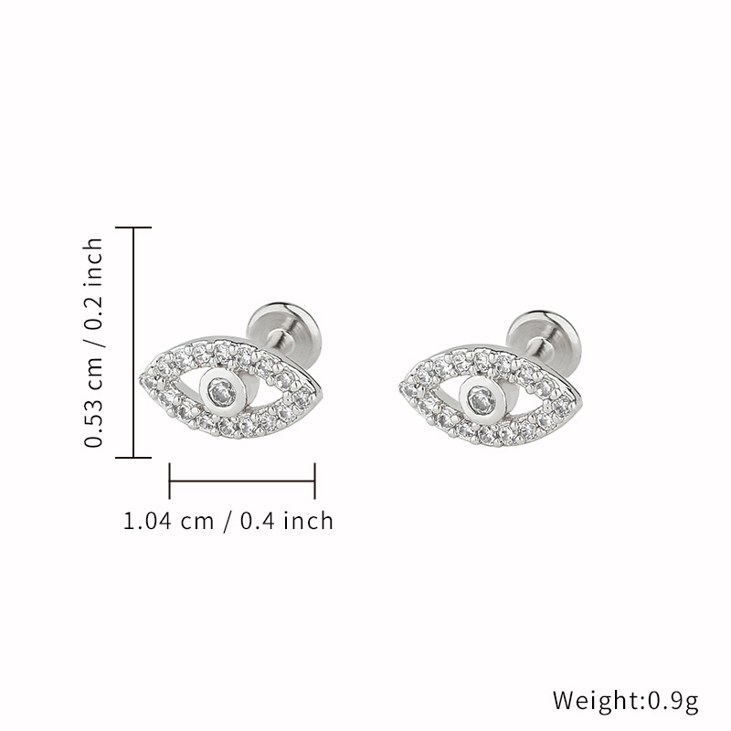 Titanium Material Piercing Devil's Eye Stud Earrings & Lip Stud With Zircon