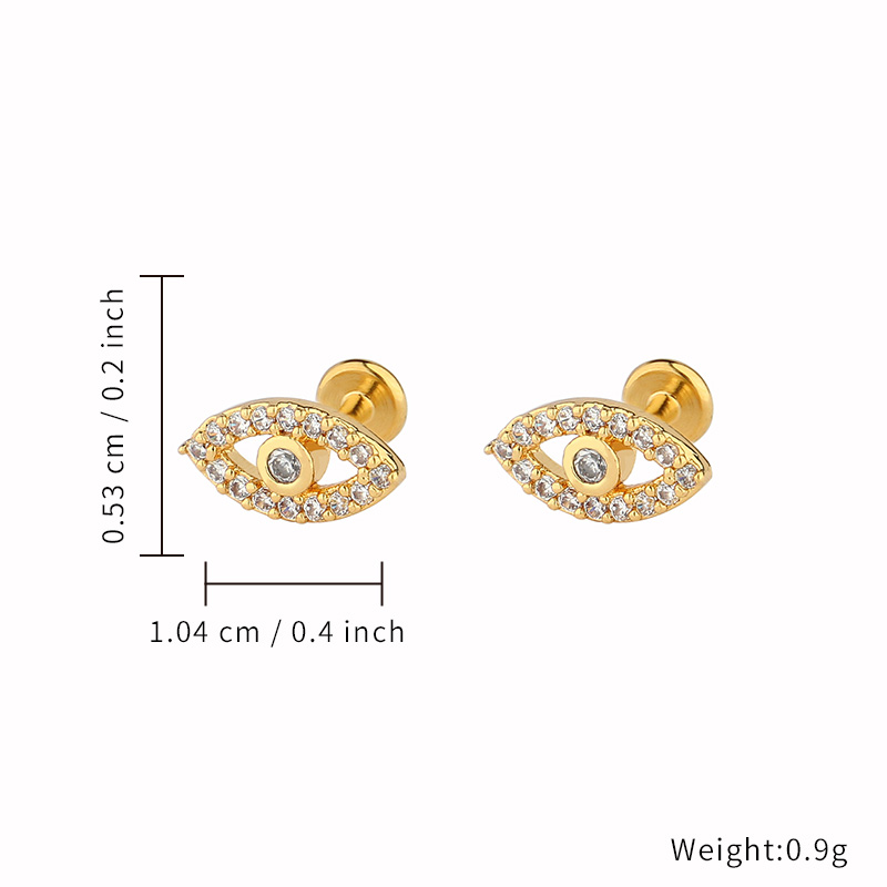 Titanium Material Piercing Devil's Eye Stud Earrings & Lip Stud With Zircon