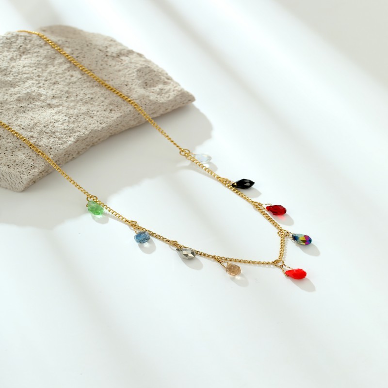 Newest colorful zircon and gem pendant necklace series