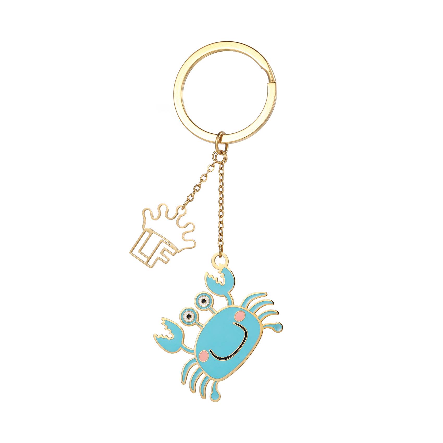 Factory custom animal crab enamel pendant keychain