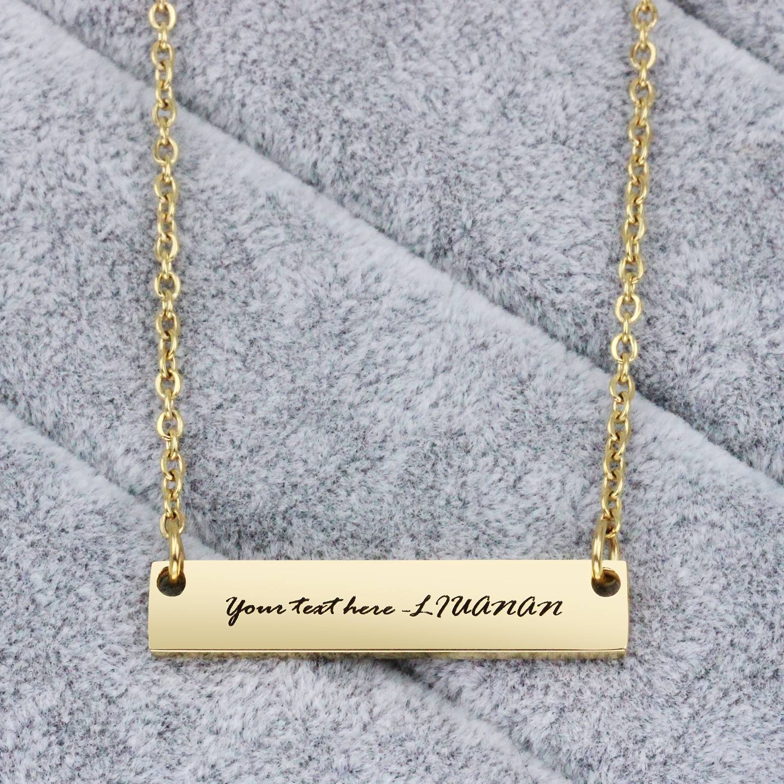 Personalized Engraved Letters Stainless Steel Pendant Bar Necklace