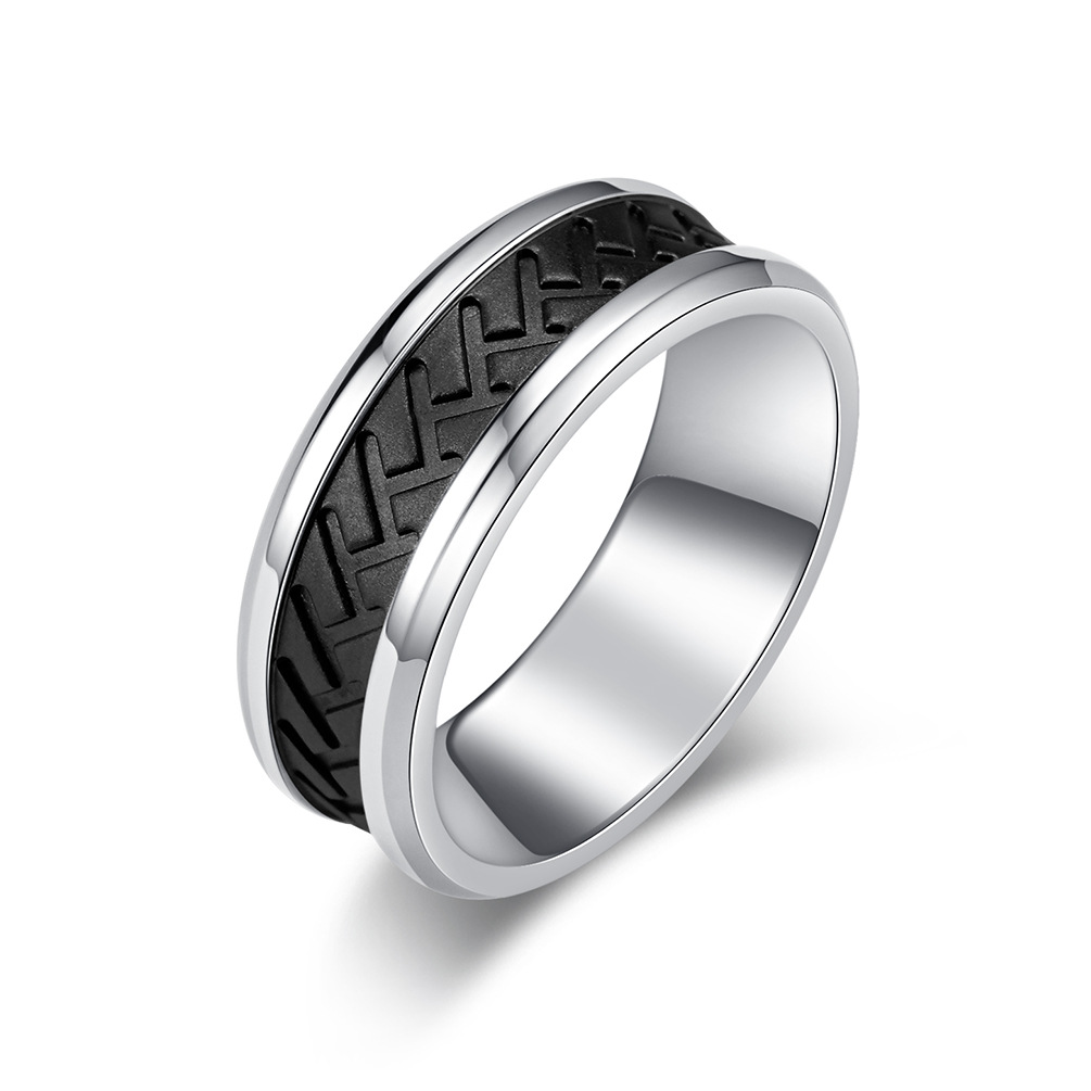 Custom men's new creative tire design gold-plated ring retro ring