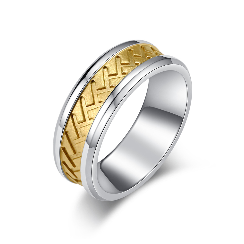 Custom men's new creative tire design gold-plated ring retro ring