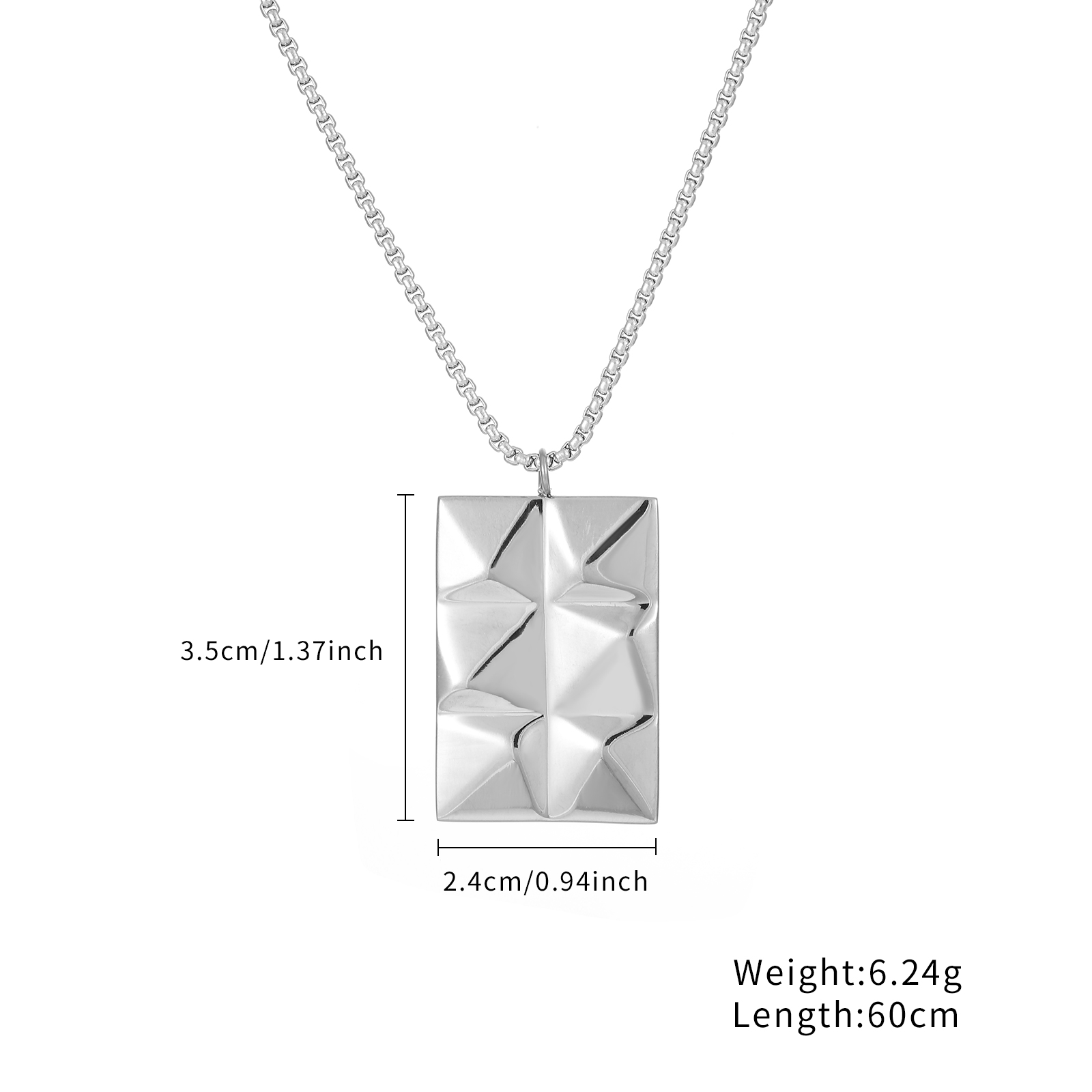 Titanium Punk Hip Hop High Quality Men's Square Pendant Necklace