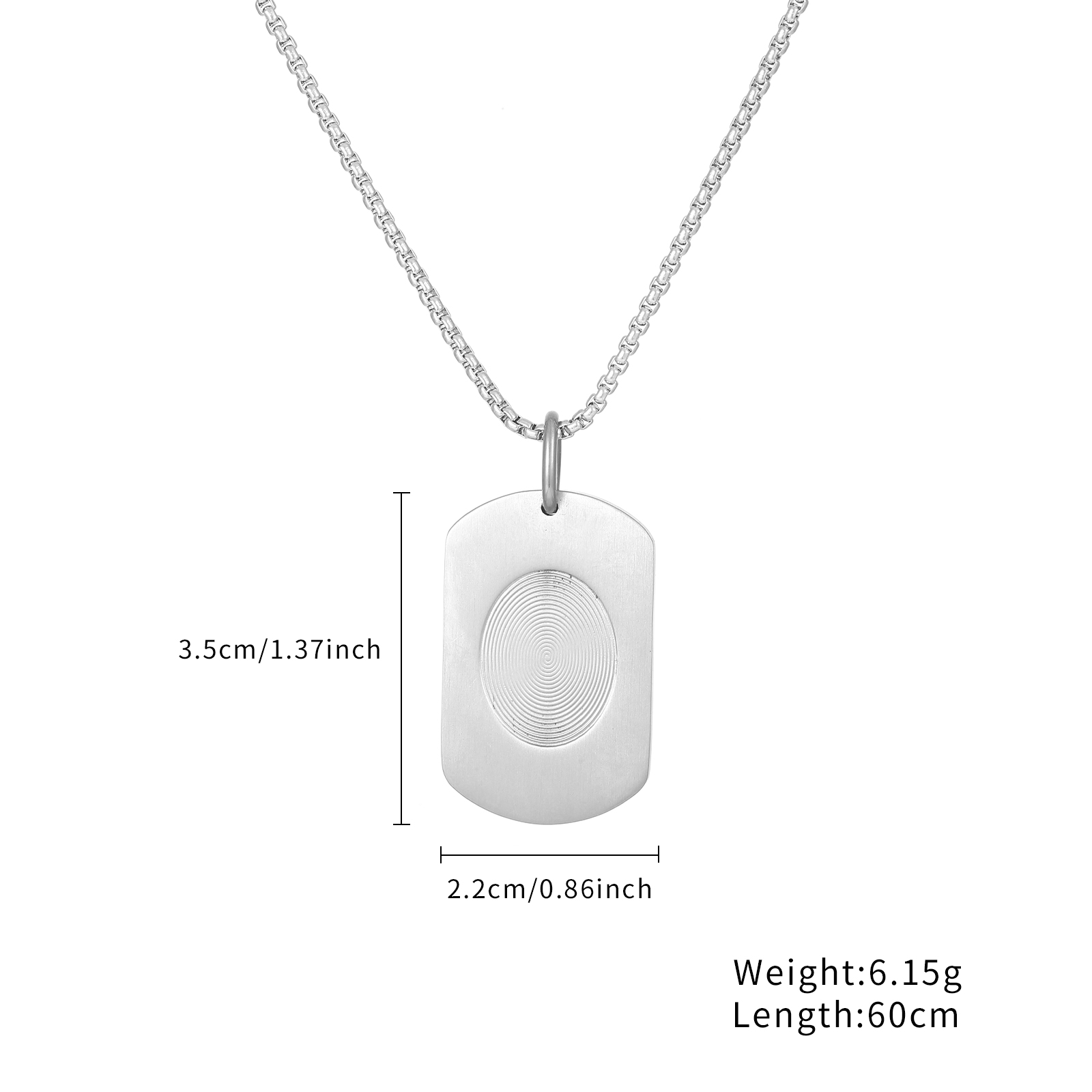 Wholesale Customizable Design Titanium Fingerprint Pendant Men's Necklace