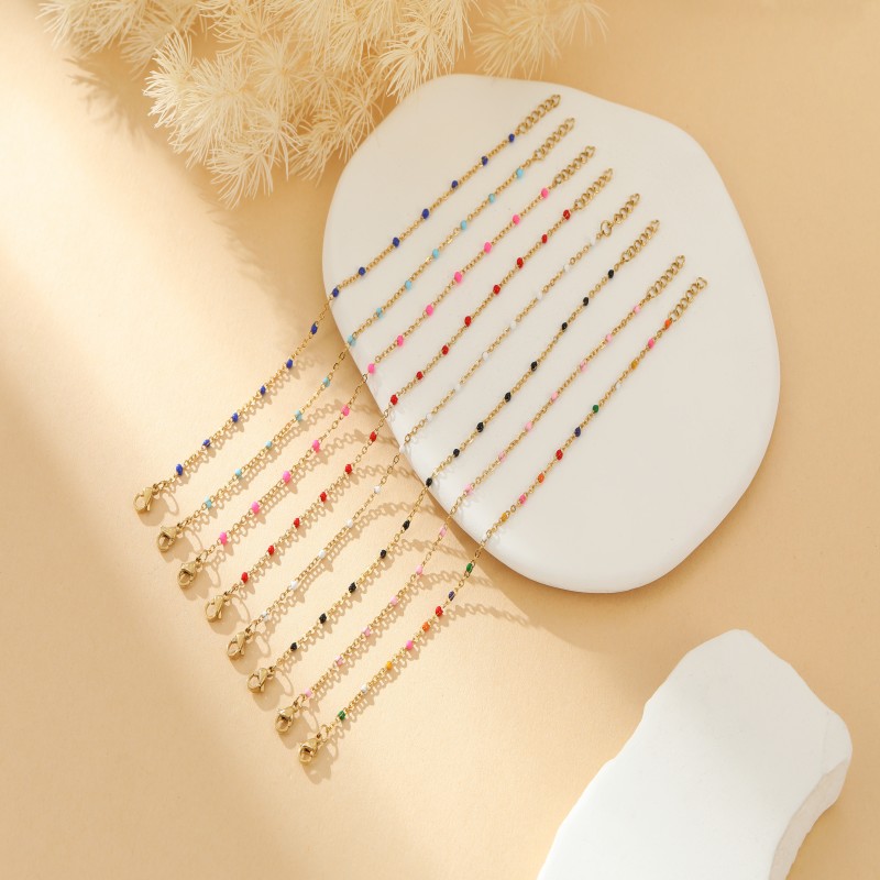 Exquisite simple colorful enamel necklace bracelet set