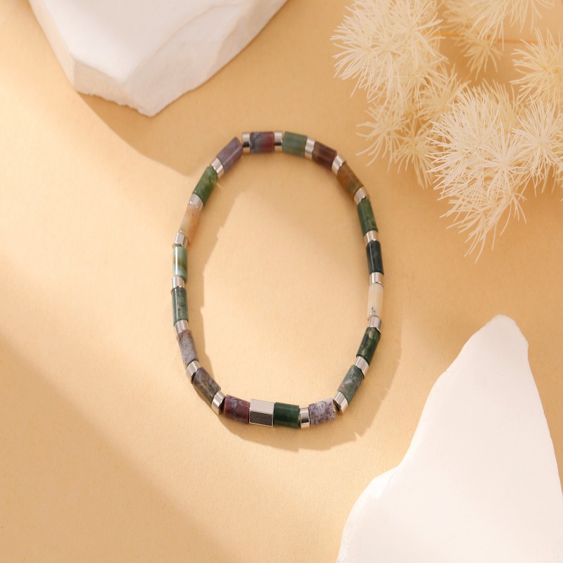 Natural colorful agate dopamine style bracelet