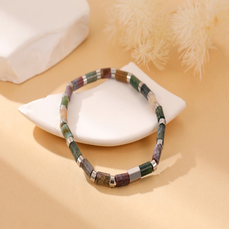 Natural colorful agate dopamine style bracelet