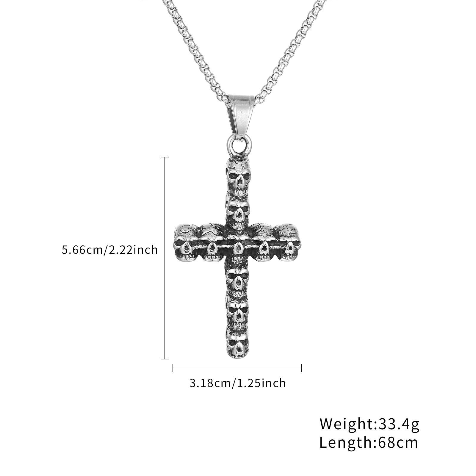 Hip hop retro stainless steel cross pendant men's necklace