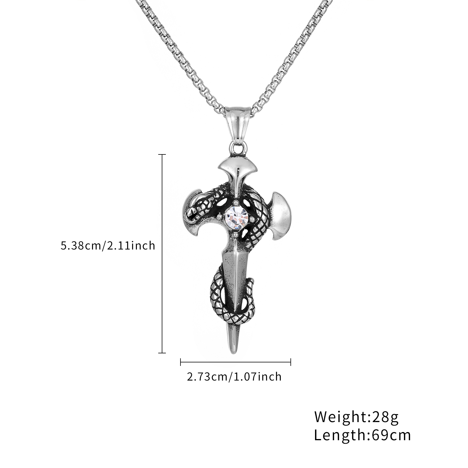 Hip hop retro stainless steel cross pendant men's necklace