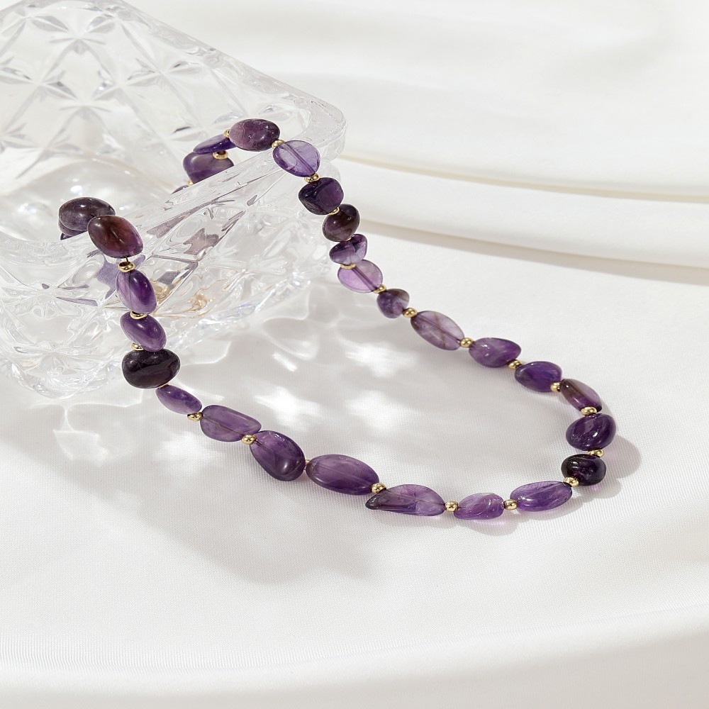 Amethyst purple stone lucky irregularity jewelry set