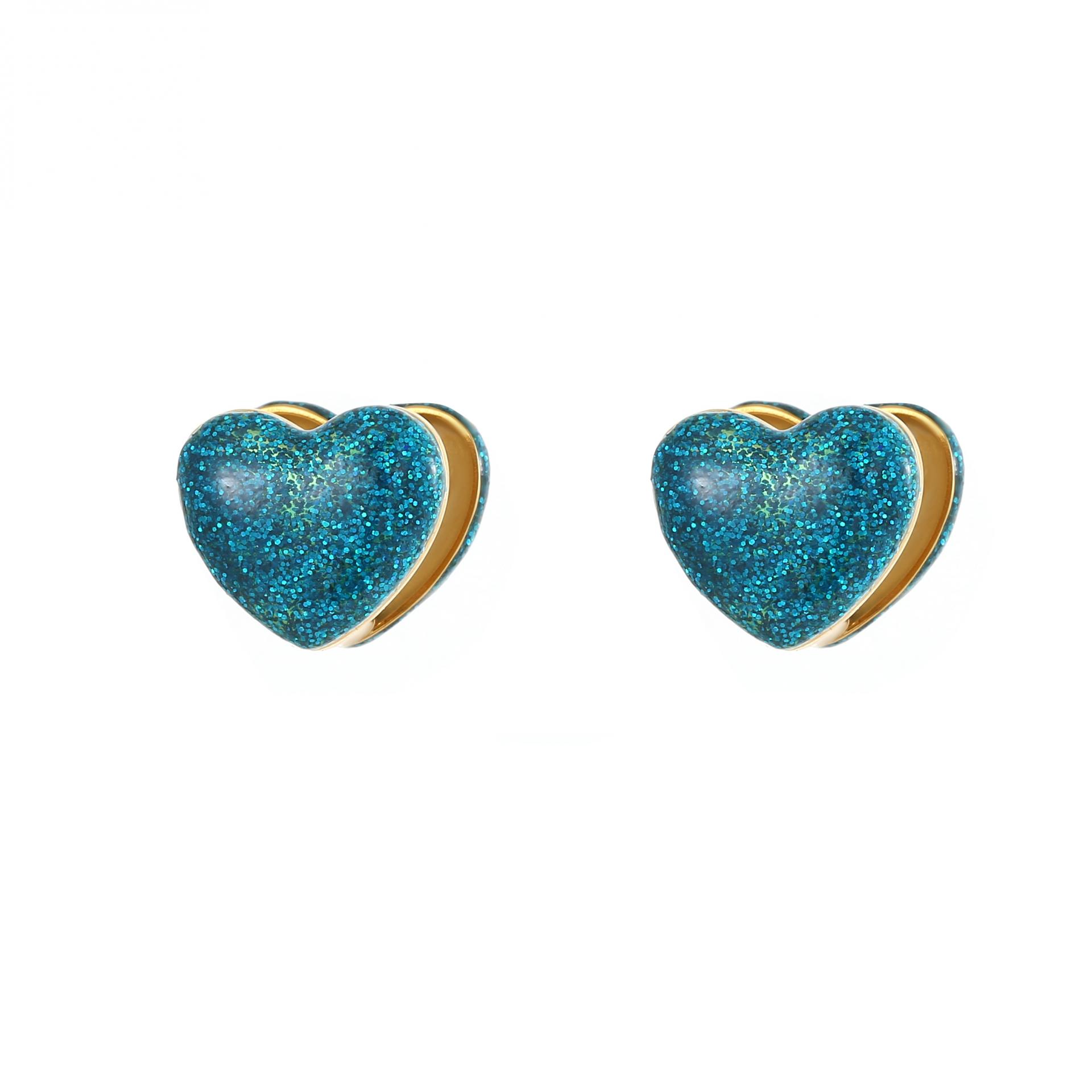 Colorful enamel heart-shaped fashion hoop earrings