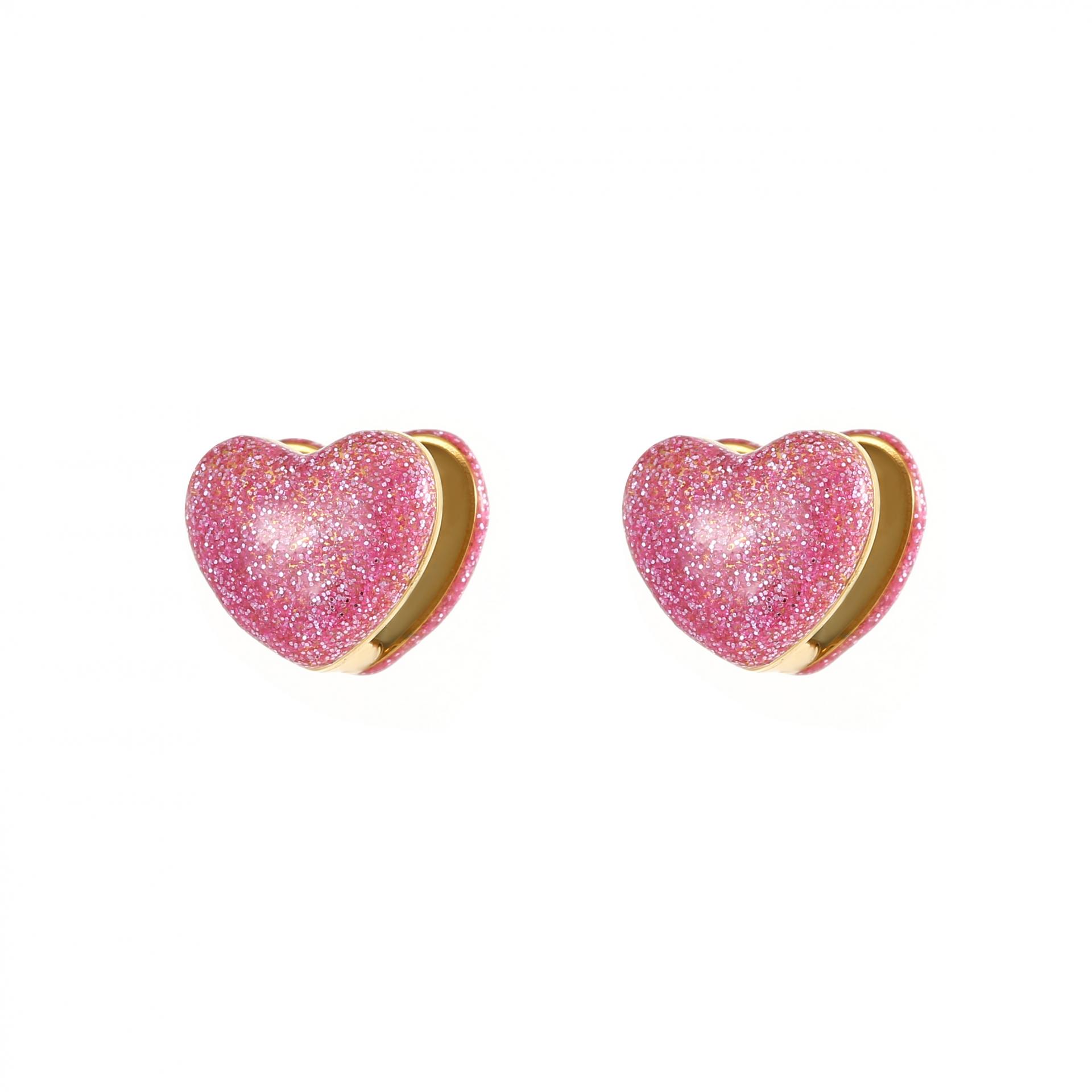 Colorful enamel heart-shaped fashion hoop earrings