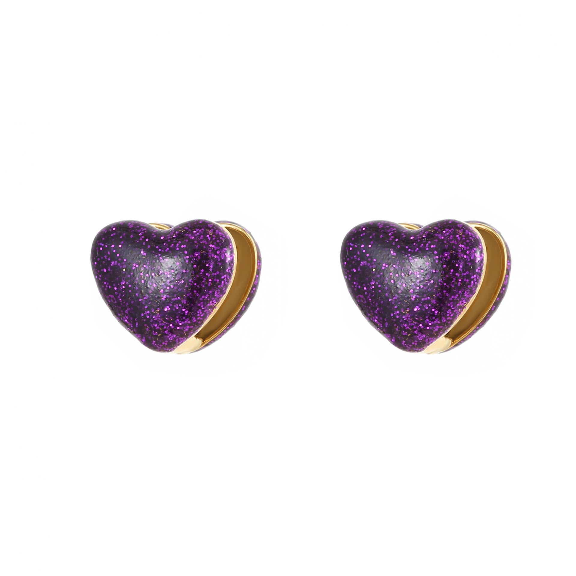 Colorful enamel heart-shaped fashion hoop earrings